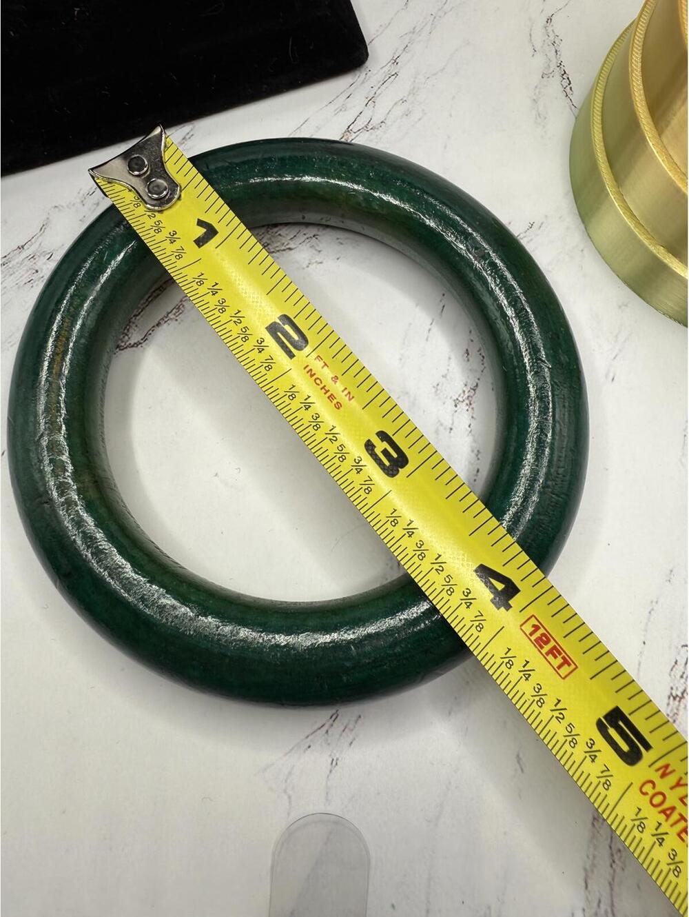 Vintage Chunky Green Wooden 8.5” Bangle Bold & Beautiful - Picture 5 of 5